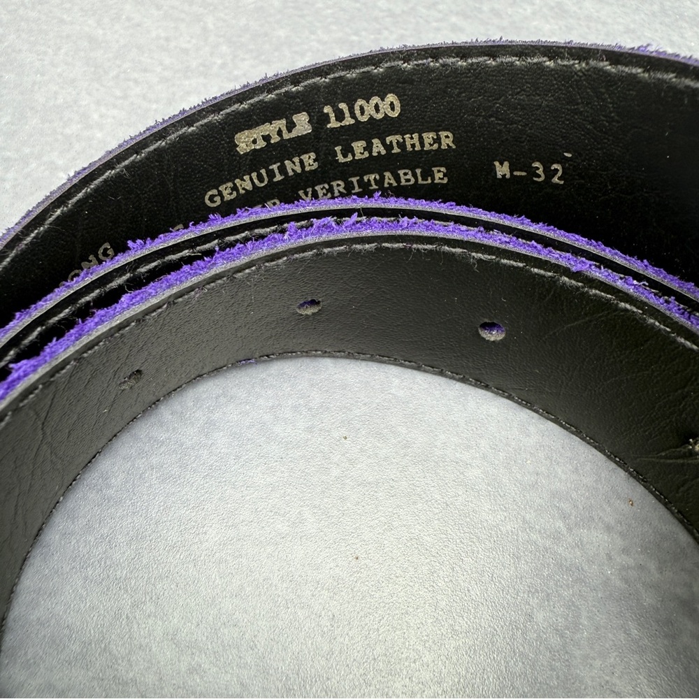 Vintage Purple Belt with Gold Buckle in Genuine Suede Leather 32 Rare - Picture 4 of 14
